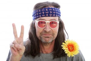 peace signing hippy